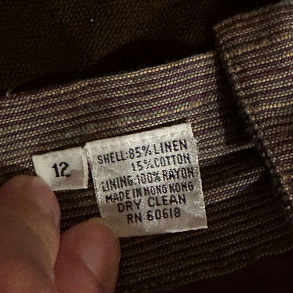 Mary Ann Restivo Vintage Midi Gold Brown Blue Purple Mini Stripes Skirt SZ 12 - Picture 10 of 12